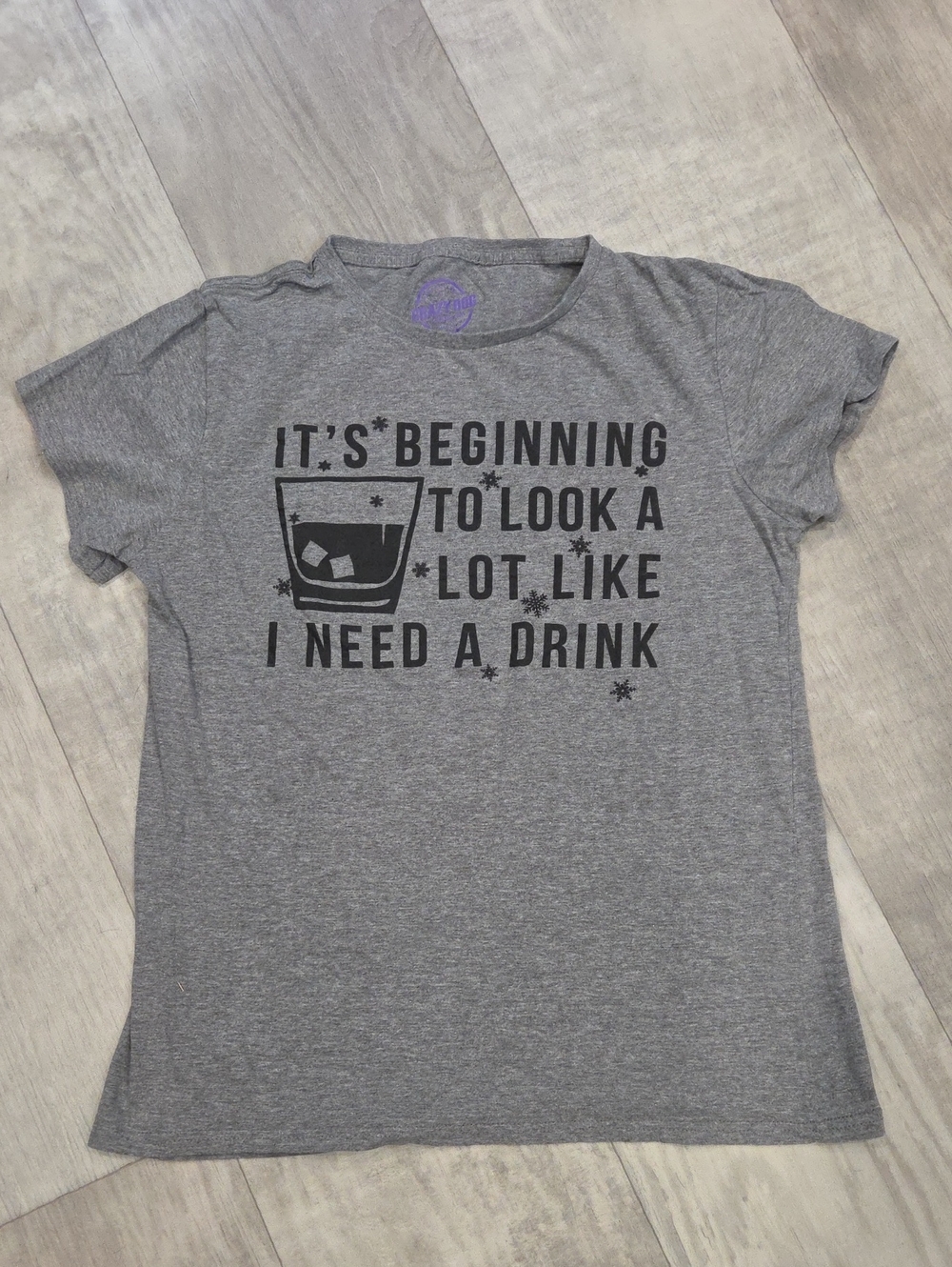 Gray Graphic Tee - I Need A Drink Women's Size Large